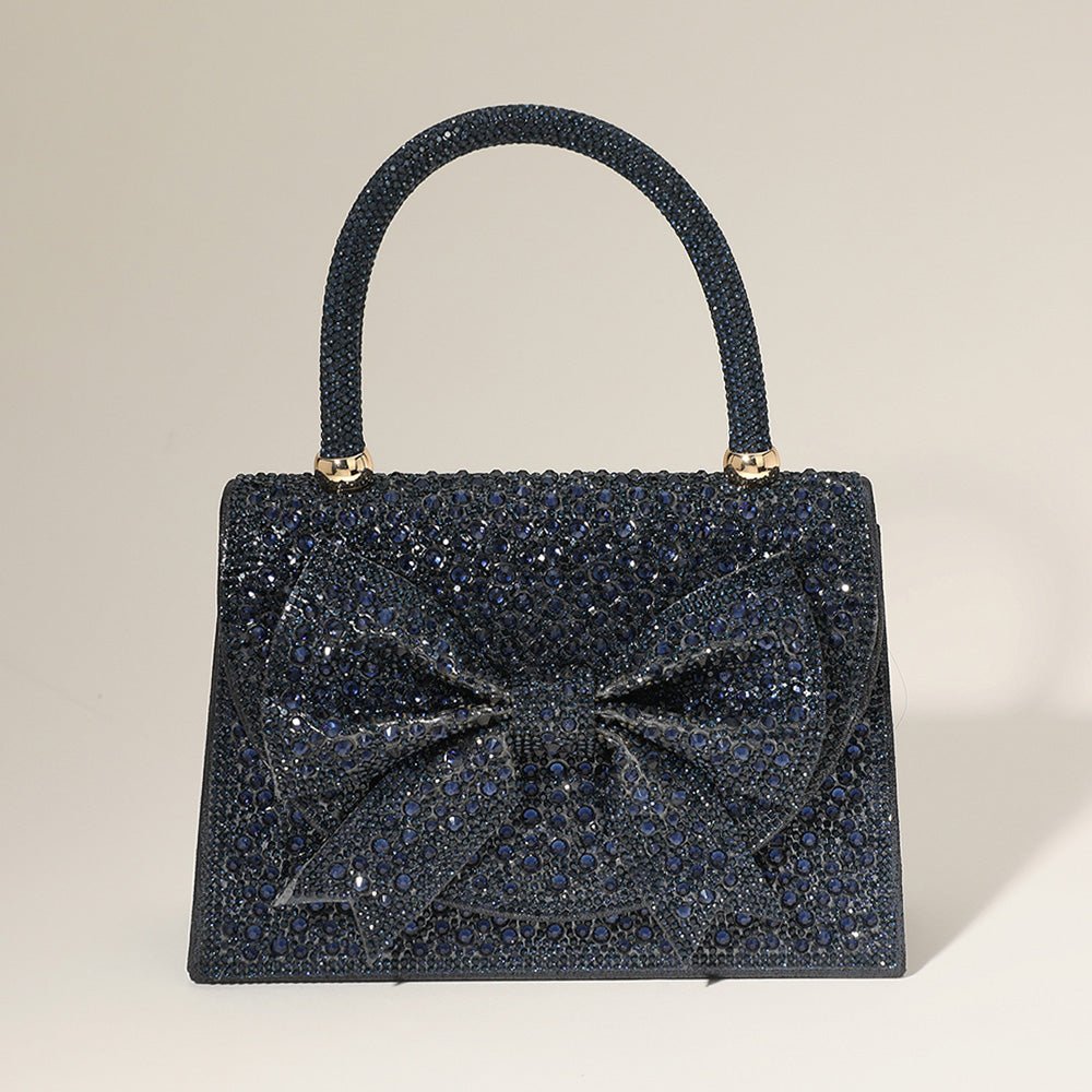 Bling Studded Bow Accented Top Handle Evening Hand Bag / Crossbody Bag - Especially Yours