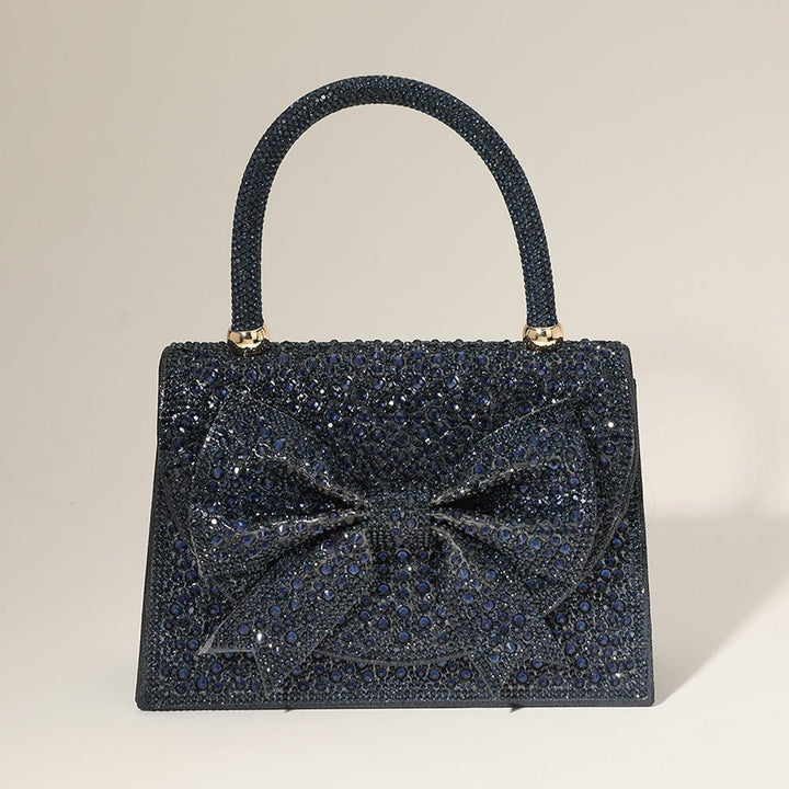 Bling Studded Bow Accented Top Handle Evening Hand Bag / Crossbody Bag - Especially Yours
