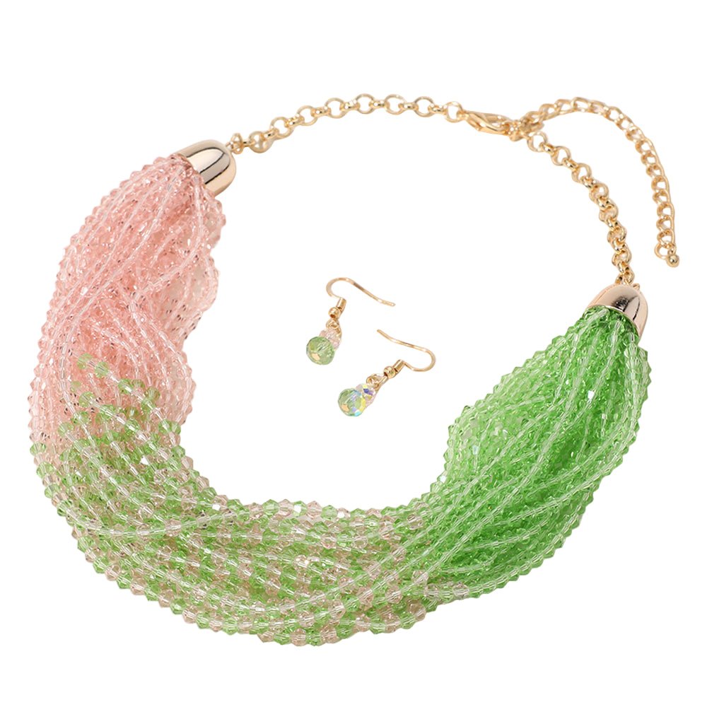 Faceted Beaded Multi Layered Strand Statement Necklace - Especially Yours