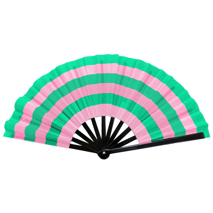 Color Block Striped Folding Line Dance Hand Fan - Especially Yours