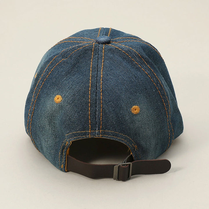 Chain Detail Bling Studded Brim Denim Vintage Baseball Cap - Especially Yours