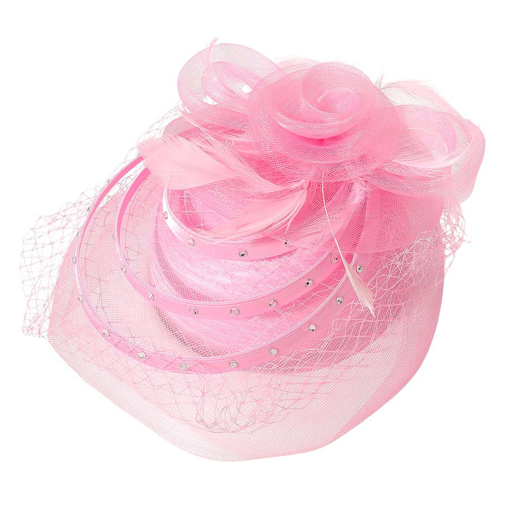 Mesh Flower Feather Pointed Fascinator / Dressy Hat - Especially Yours
