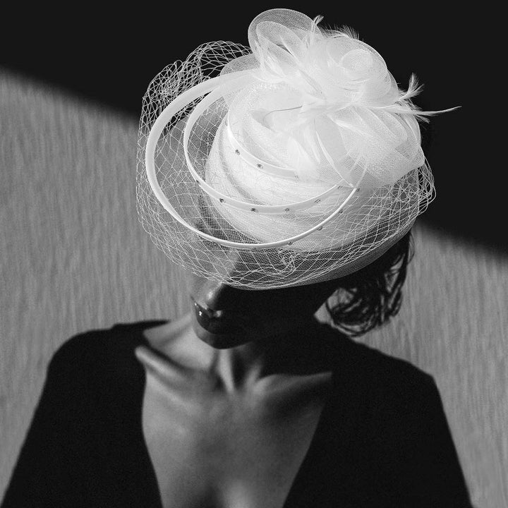 Mesh Flower Feather Pointed Fascinator / Dressy Hat - Especially Yours