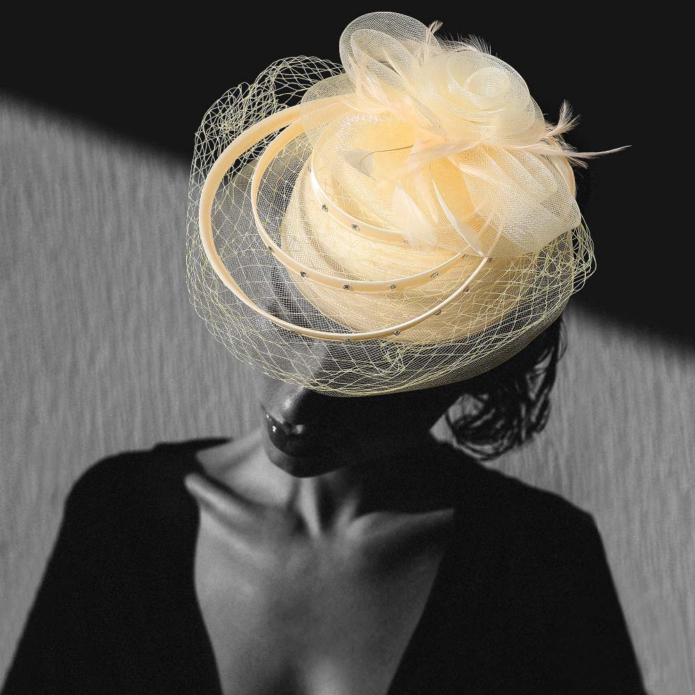 Mesh Flower Feather Pointed Fascinator / Dressy Hat - Especially Yours