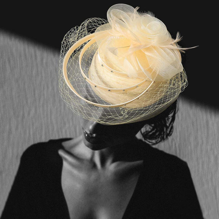 Mesh Flower Feather Pointed Fascinator / Dressy Hat - Especially Yours