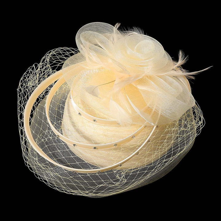 Mesh Flower Feather Pointed Fascinator / Dressy Hat - Especially Yours