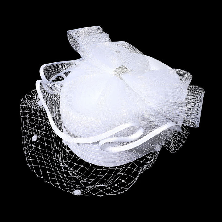 Stone Paved Mesh Bow Pointed Fascinator / Dressy Hat - Especially Yours