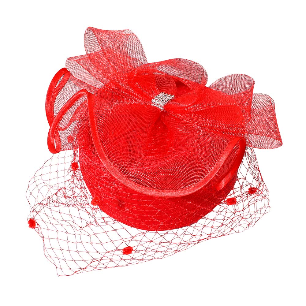 Stone Paved Mesh Bow Pointed Fascinator / Dressy Hat - Especially Yours
