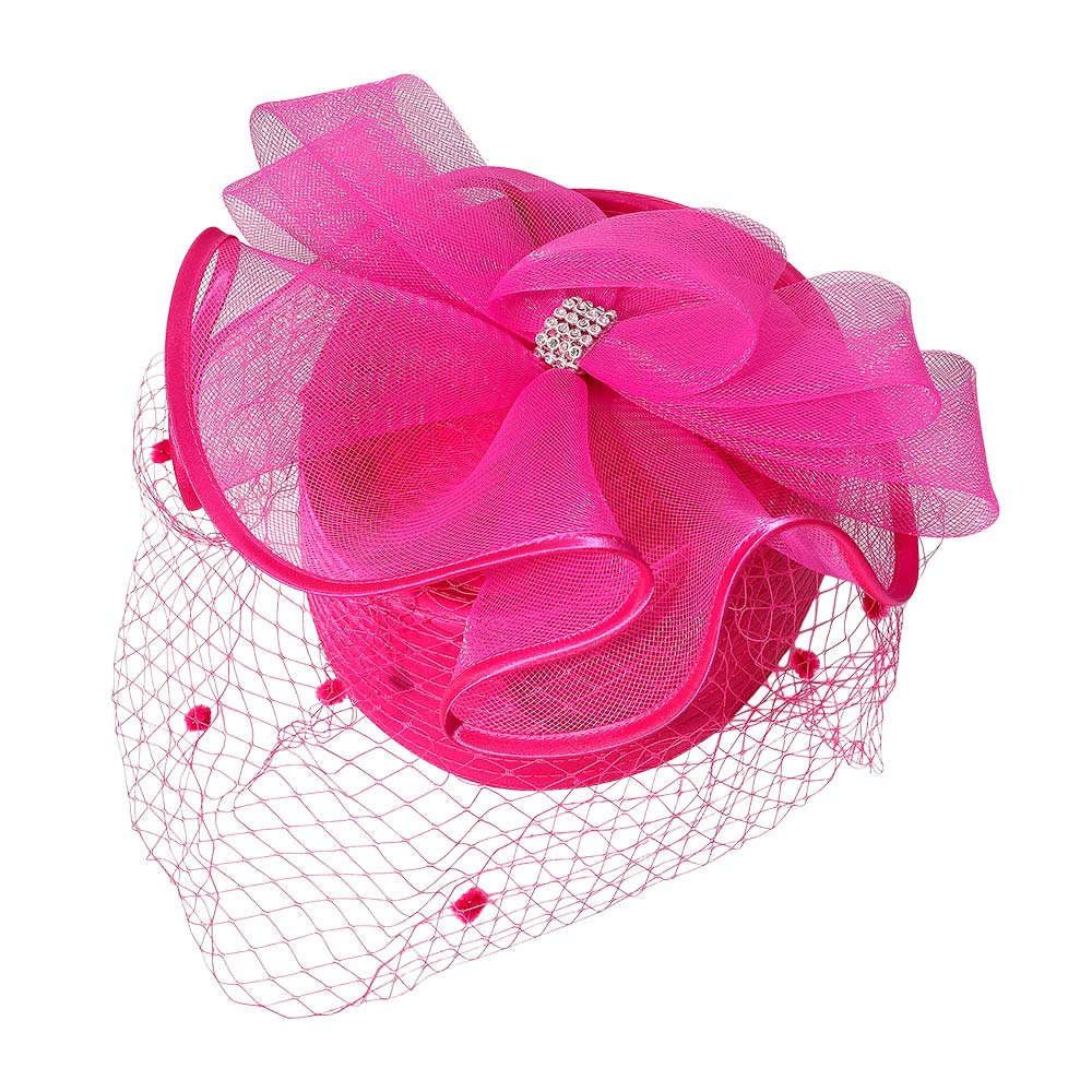 Stone Paved Mesh Bow Pointed Fascinator / Dressy Hat - Especially Yours