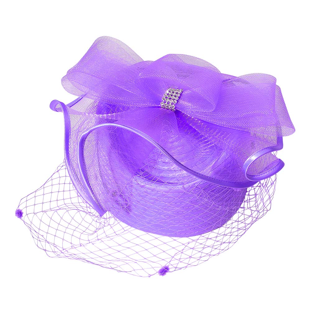 Stone Paved Mesh Bow Pointed Fascinator / Dressy Hat - Especially Yours