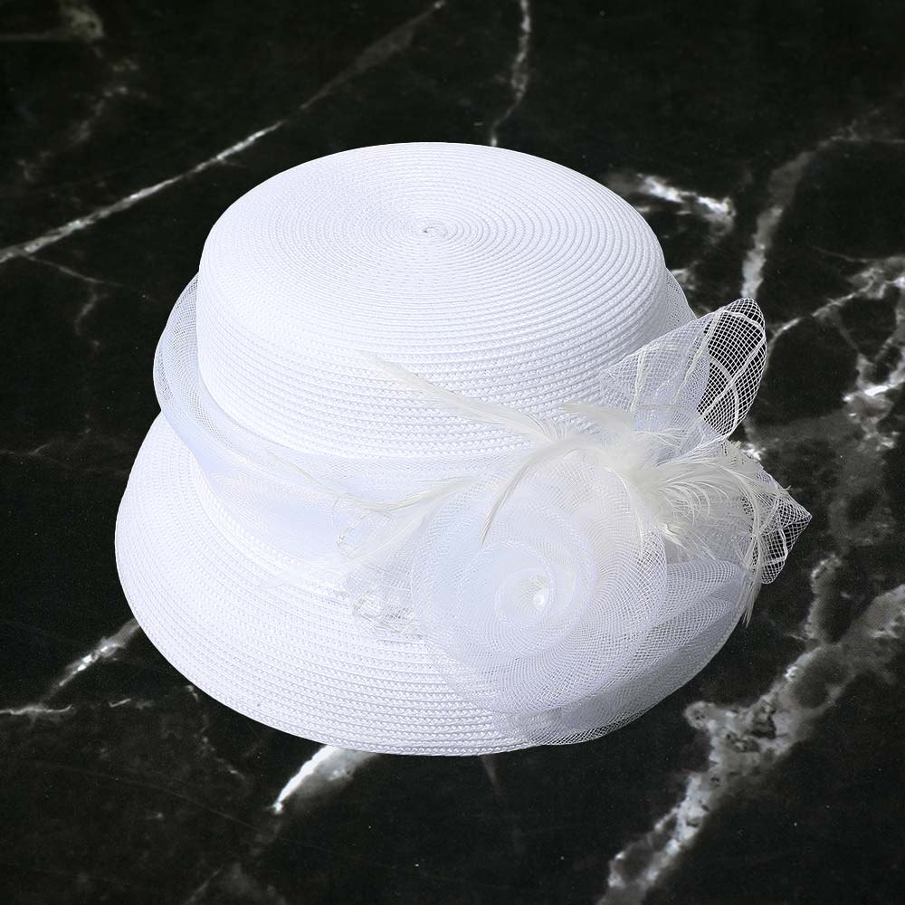 Mesh Flower Feather Pointed Dressy Hat - Especially Yours