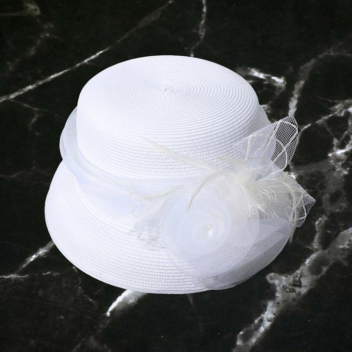 Mesh Flower Feather Pointed Dressy Hat - Especially Yours