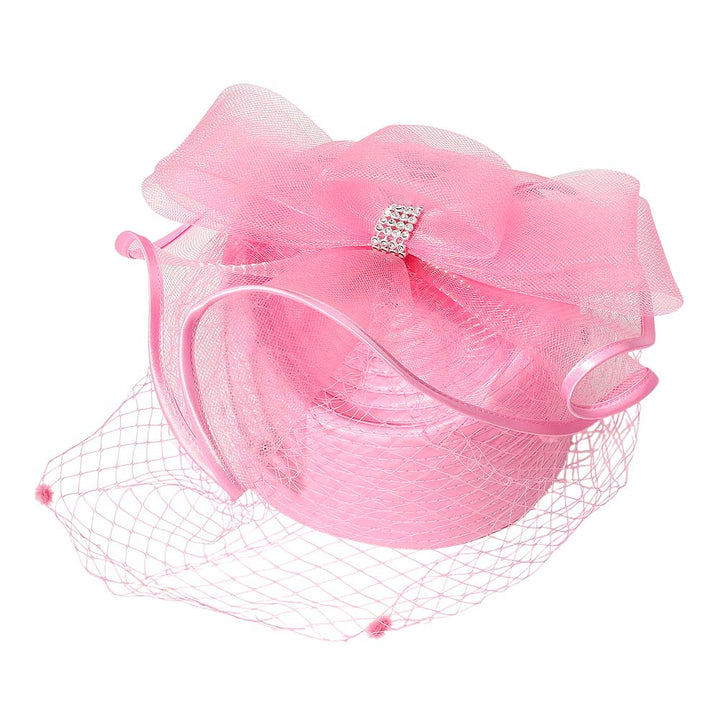 Stone Paved Mesh Bow Pointed Fascinator / Dressy Hat - Especially Yours