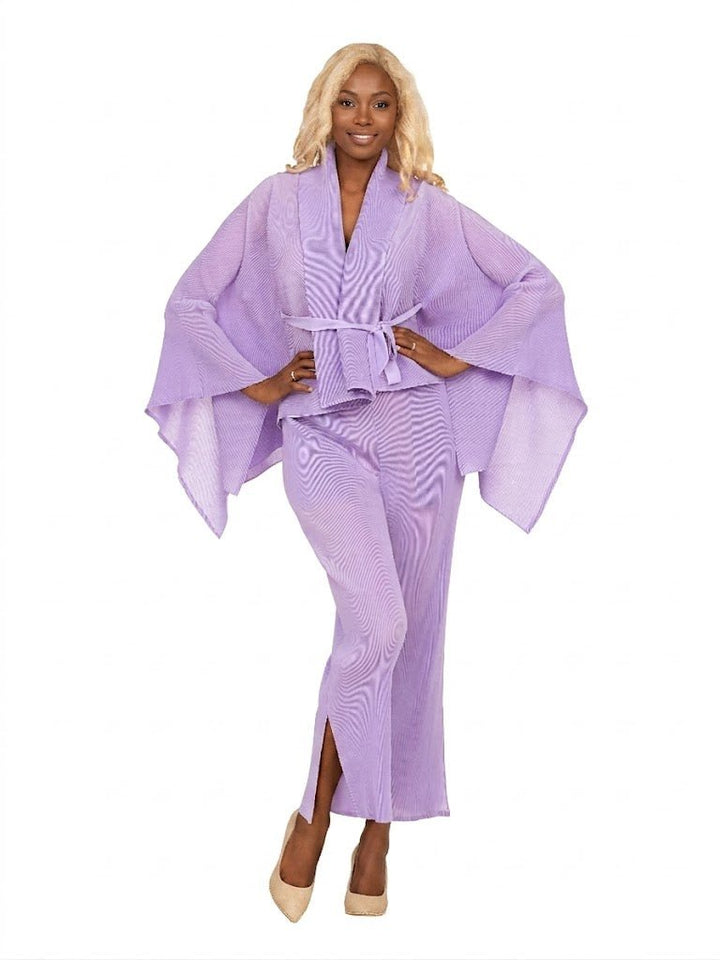 2pc Pleated Pants Set w/ Robe Short Jkt - Especially Yours