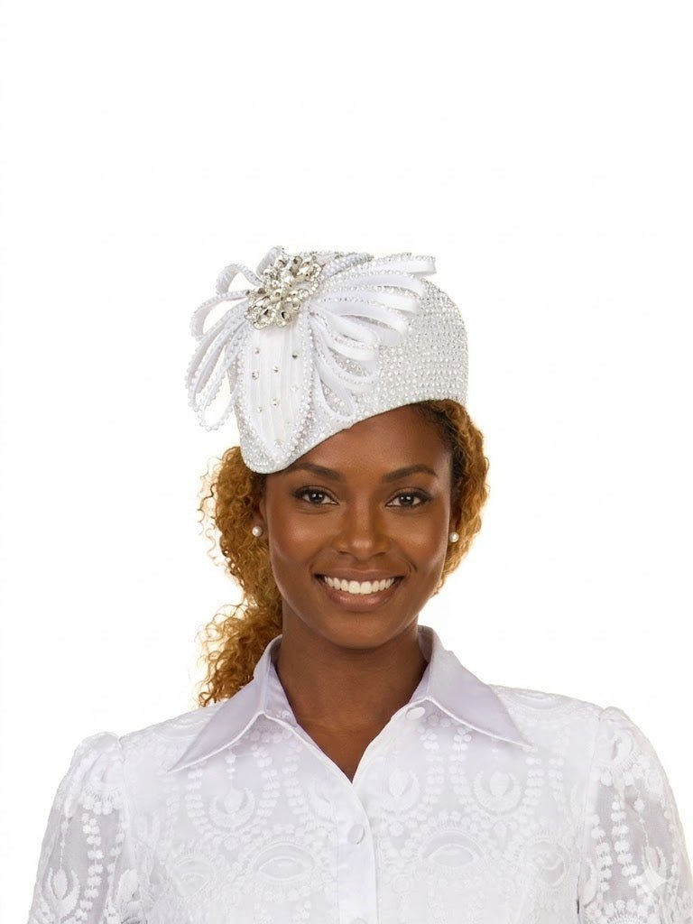 Crystal Bow Decorated Pillbox Hat - Especially Yours