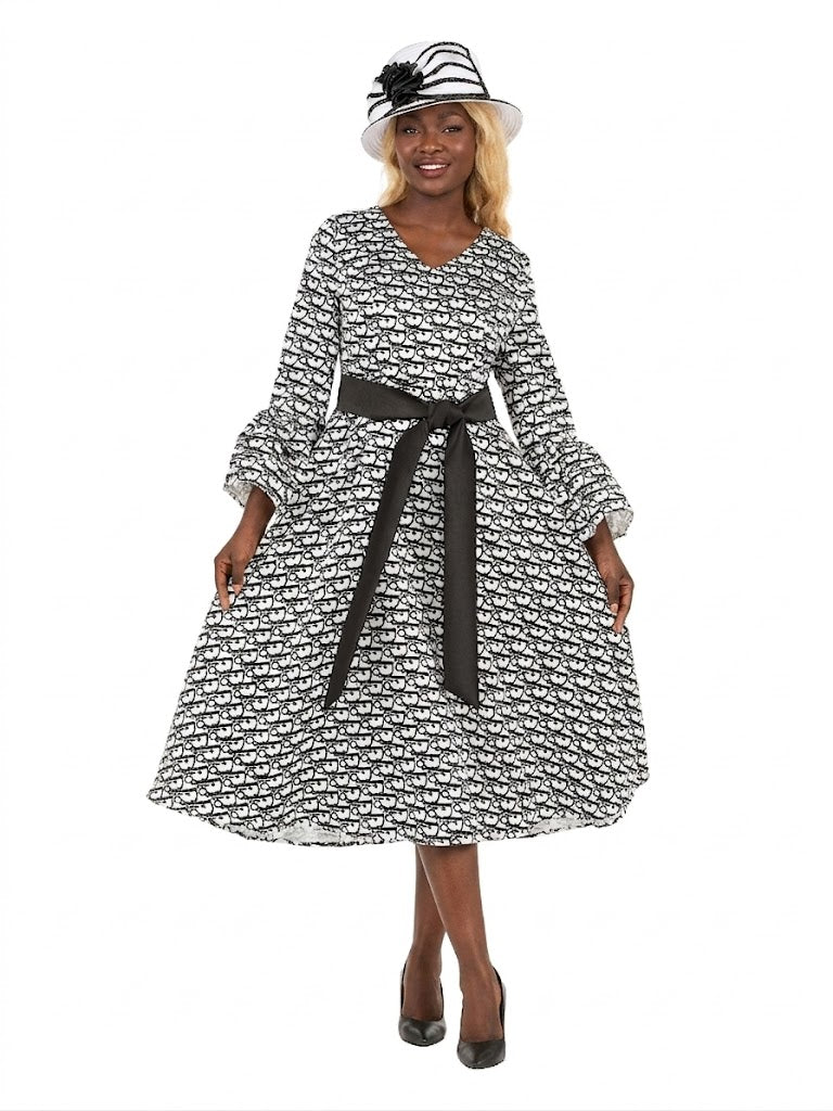 A - line Prt Dress in Silky Twill w/ Belt - Especially Yours