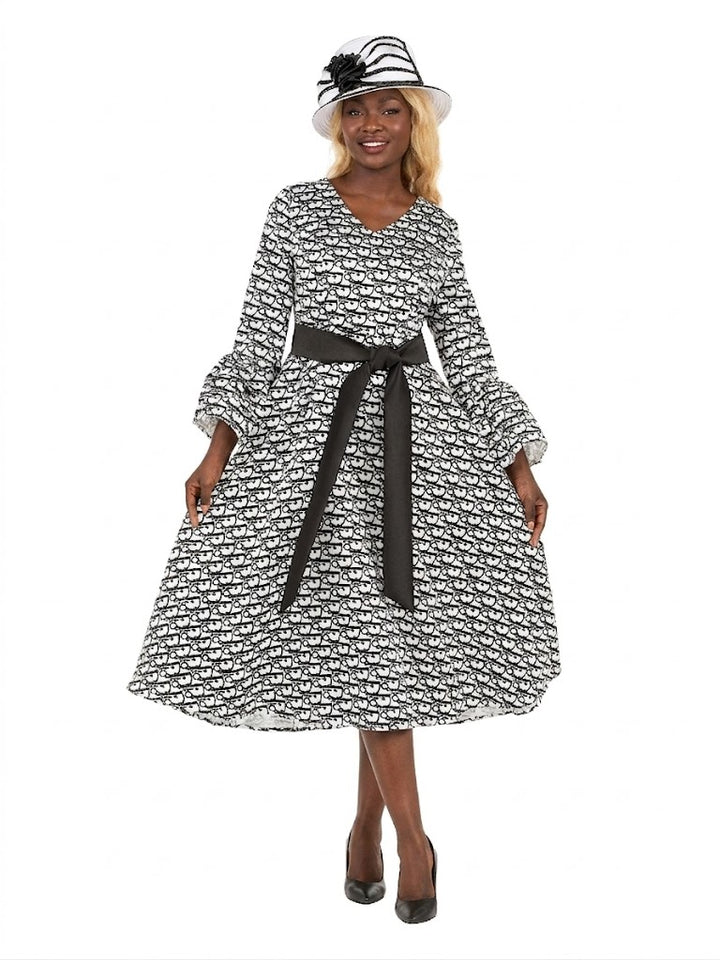 A - line Prt Dress in Silky Twill w/ Belt - Especially Yours