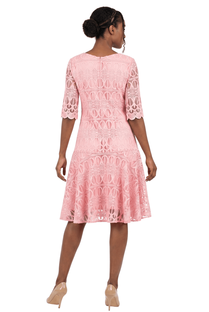 1pc Embroidery Lux Lace Pleated Flare Dress-Plus - Especially Yours