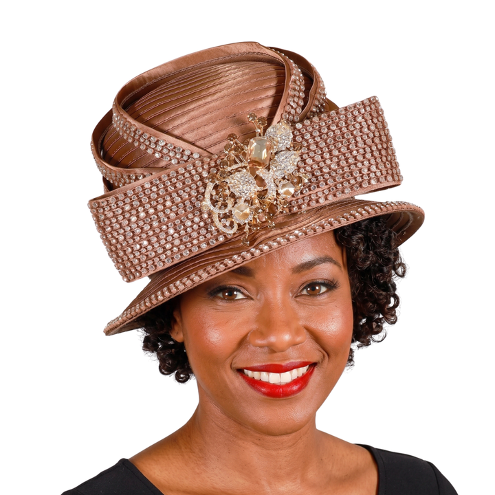 Small Brim Hat w/ Rhinestone Decor