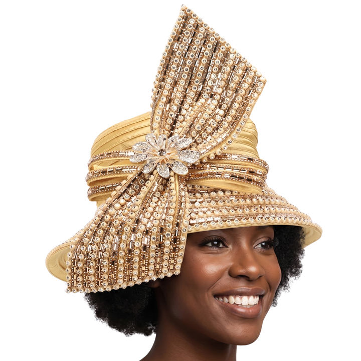 Small Brm Hat w/ Massive Rhinestones Decor