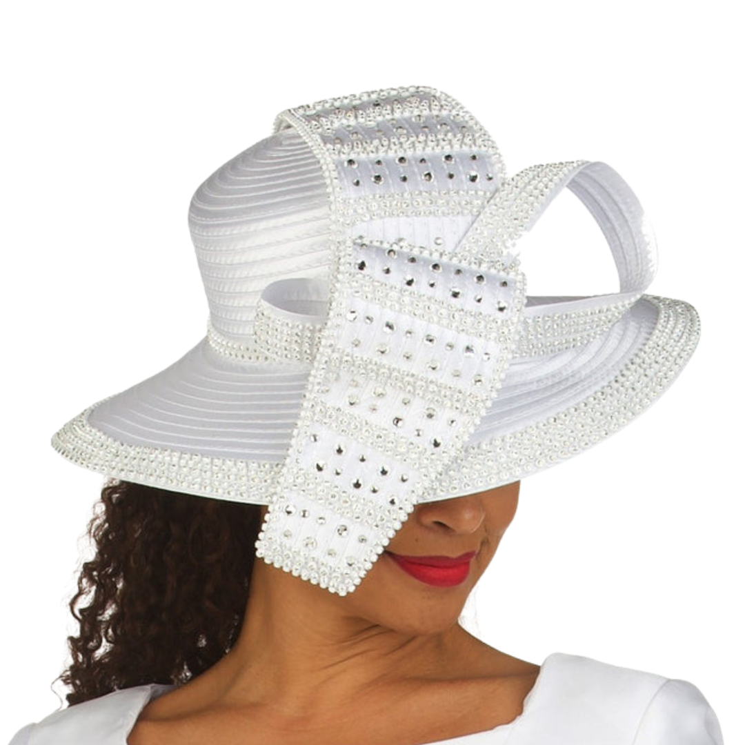 Wide Brim Hat w/ Rhinestone Decor