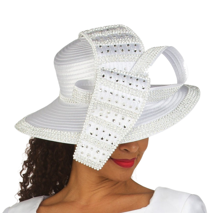 Wide Brim Hat w/ Rhinestone Decor