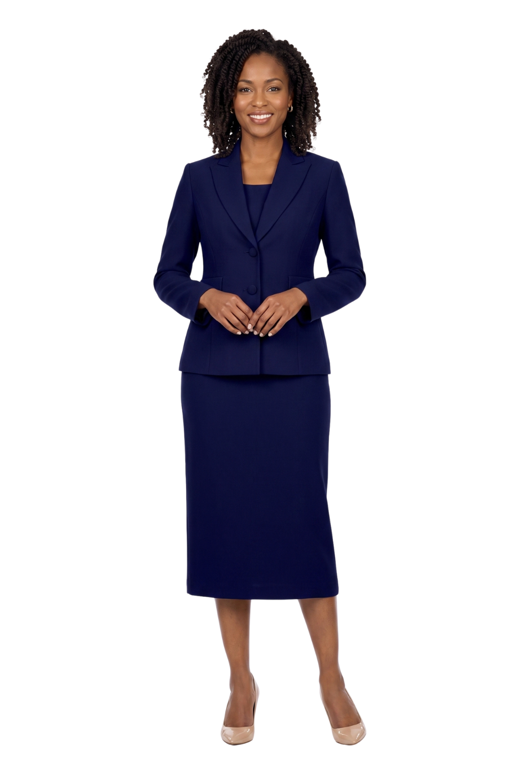 2pc Notch Collar 2-button Skirt Suit