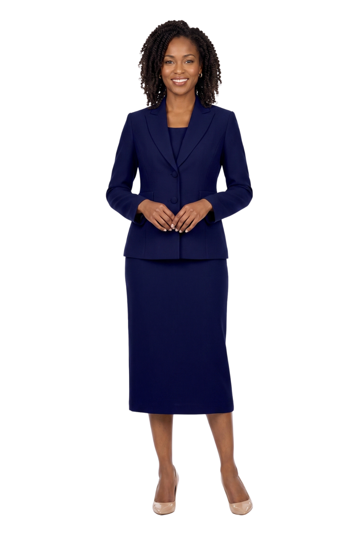2pc Notch Collar 2-button Skirt Suit