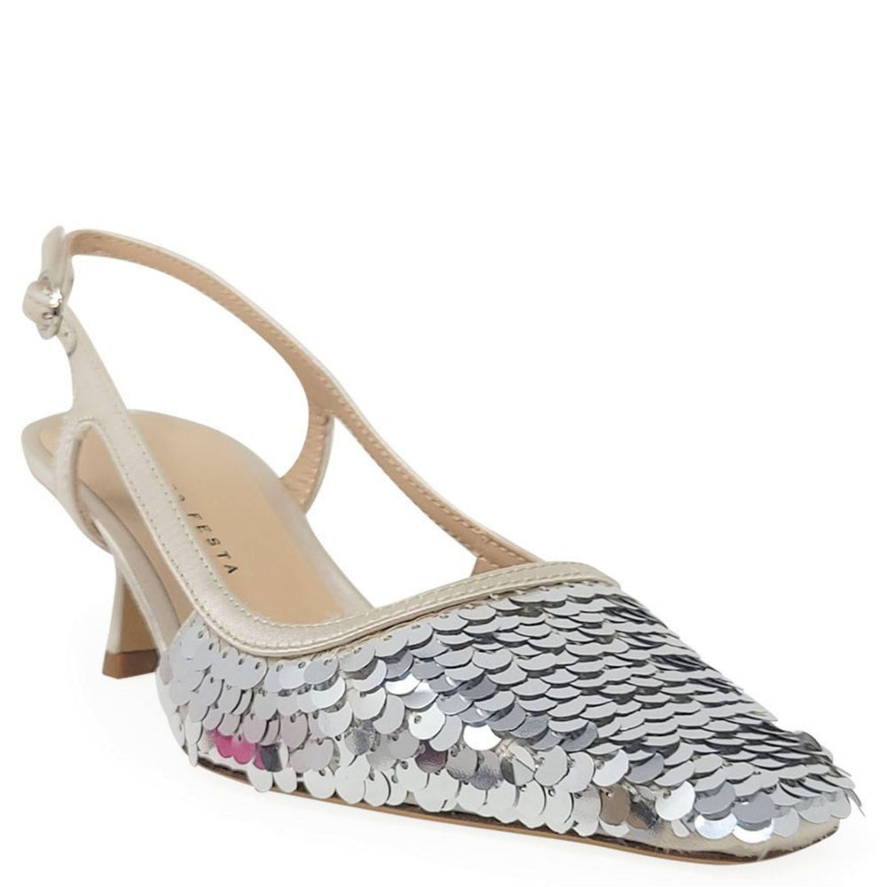 Roberto Festa Silver Sequence Snip Slingback Heel - Especially Yours