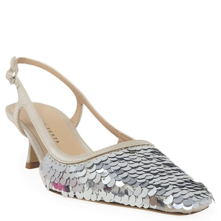 Roberto Festa Silver Sequence Snip Slingback Heel - Especially Yours