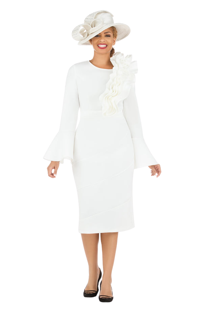 Ovsz Ruffle Bell Slv Scuba Dress
