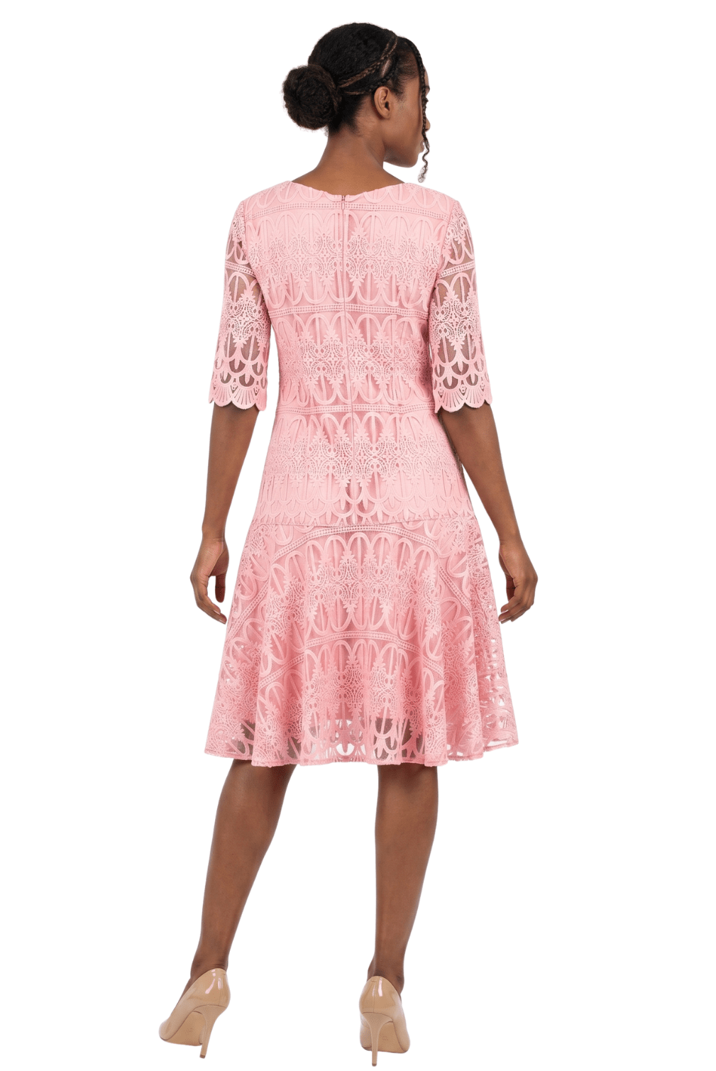 1pc Embroidery Lux Lace Pleated Flare Dress - Especially Yours