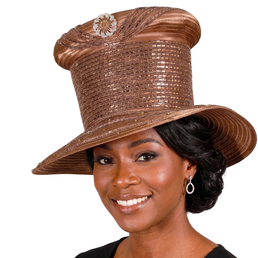 High Crown Heavily Stoned Medium Brim Hat