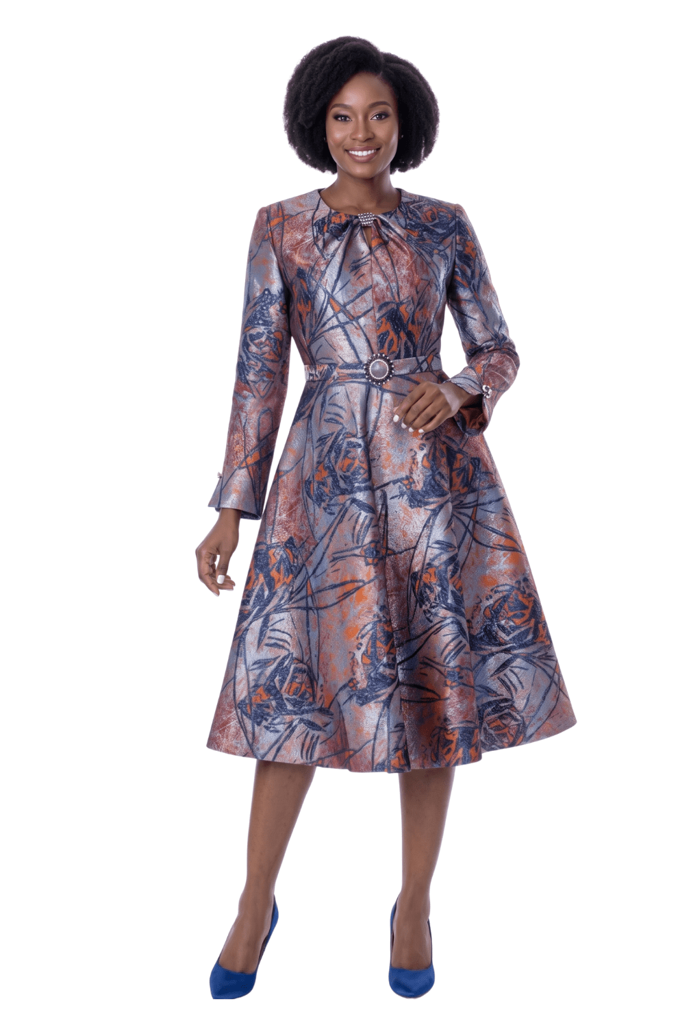 Metallic Print Fit and Flare Dress by Terramina - Especially Yours