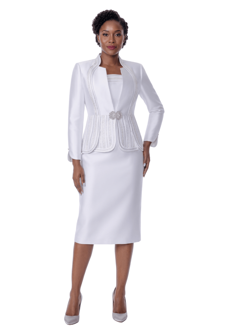 Embellished Peplum Church Skirt Suit by Terramina - Especially Yours