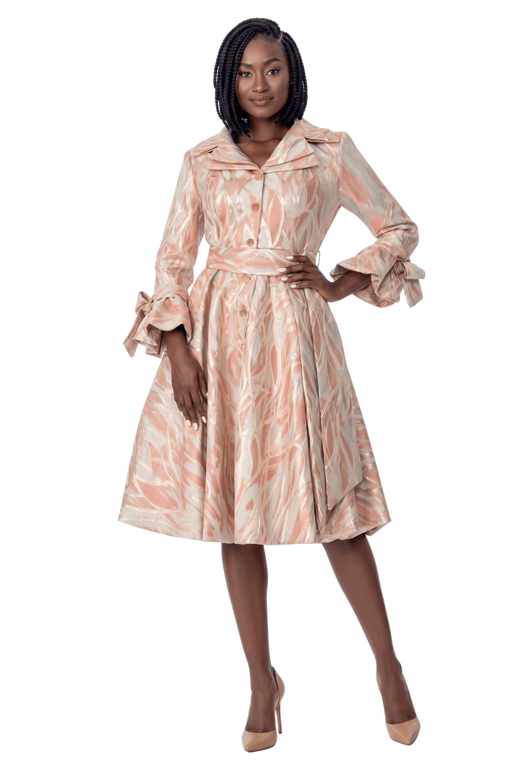 Marble Print Tie Sleeve Church Dress by Terramina - Especially Yours