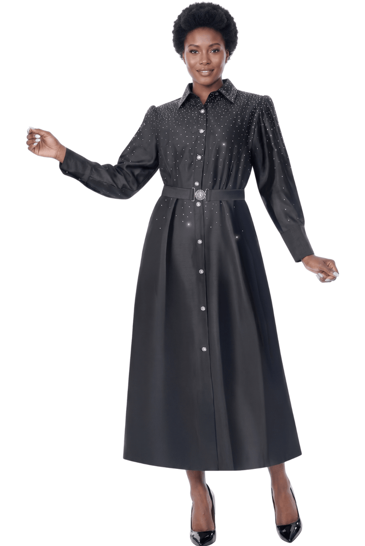 Rhinestone Button Front Maxi Dress by Terramina - Especially Yours