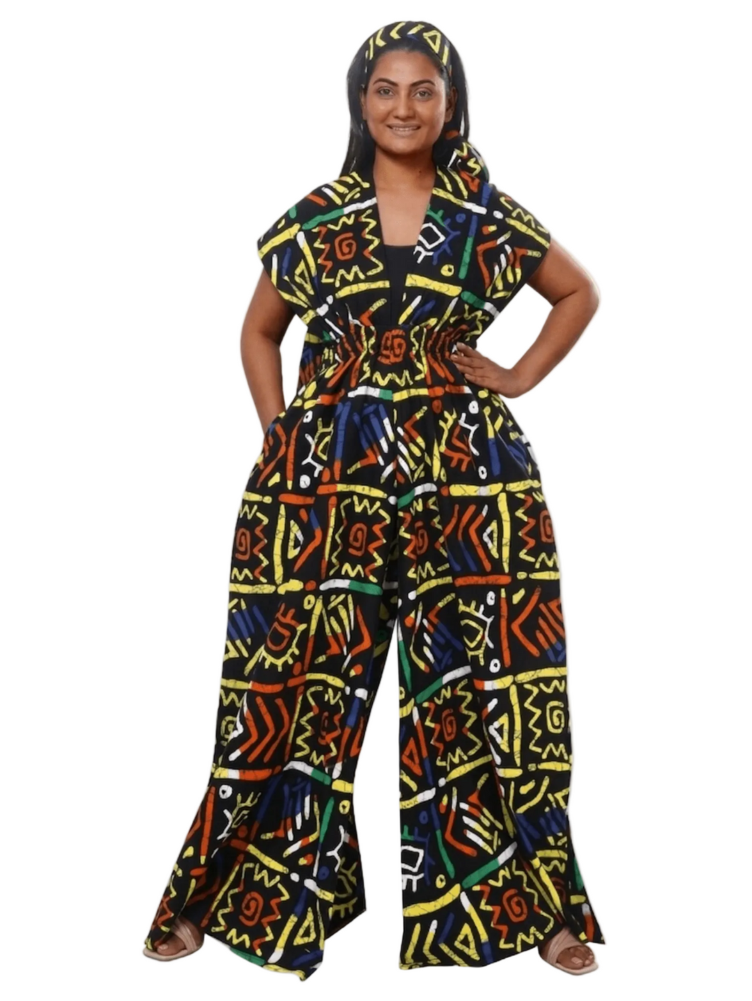 Tribal Graphic V - Neck Jumpsuit - Especially Yours
