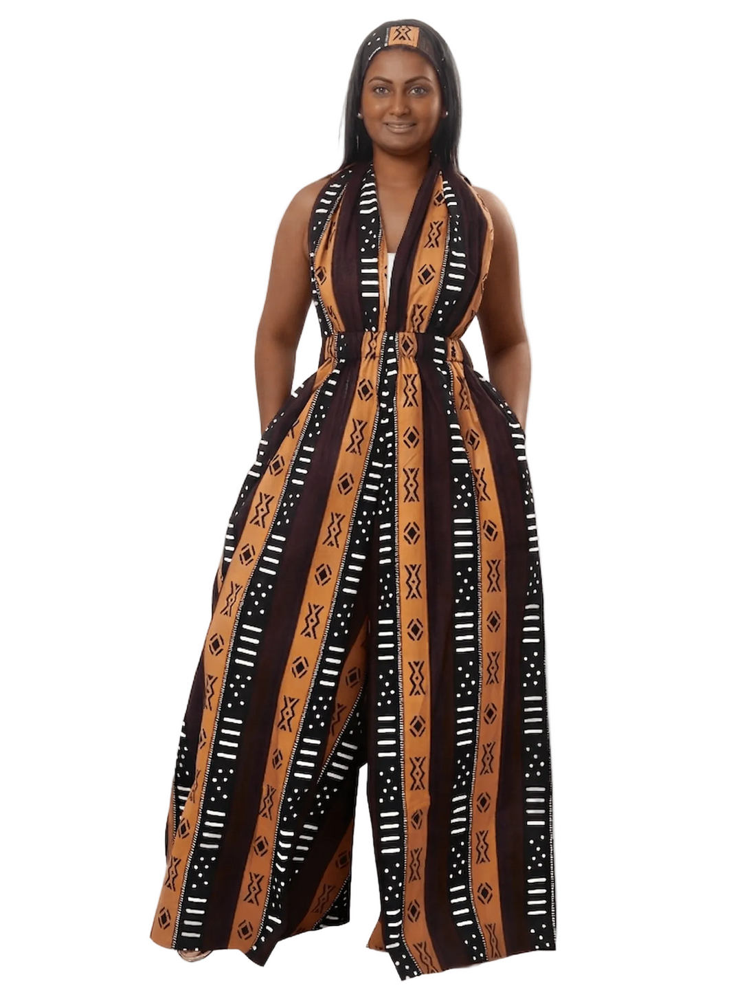 Tribal Graphic V - Neck Jumpsuit - Especially Yours