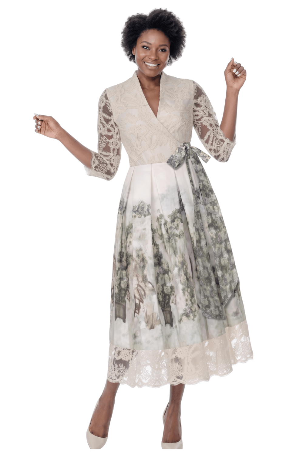 Lace Garden Print Midi Dress by Terramina - Especially Yours