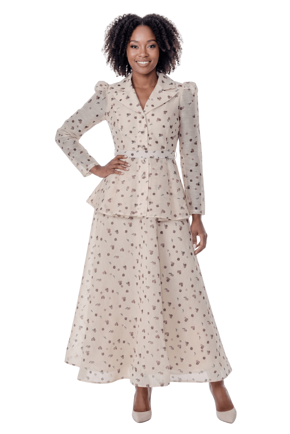 Metallic Print Peplum Jacket Skirt Set by Terramina - Especially Yours