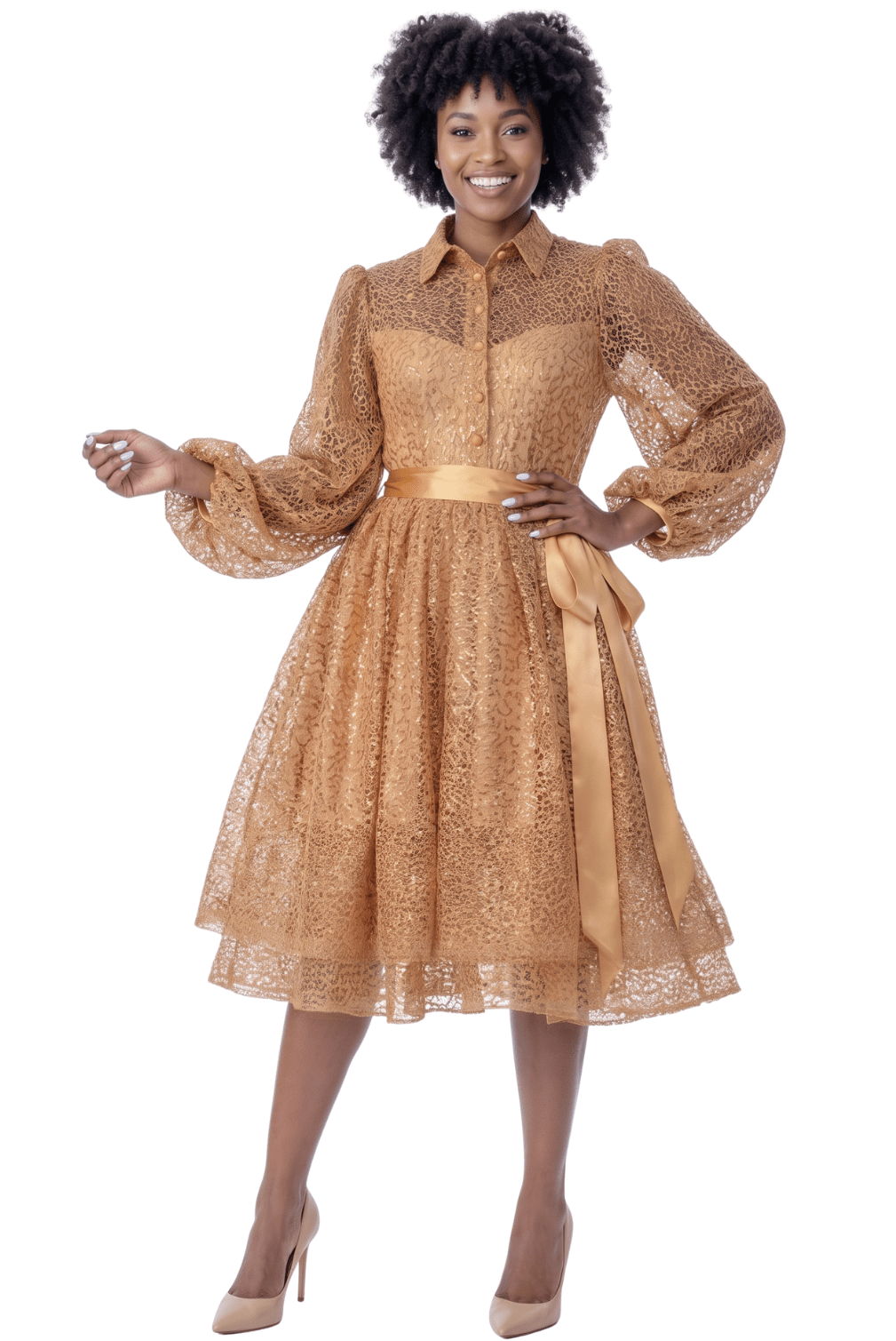Satin Ribbon Lace Midi Dress by Terramina - Especially Yours