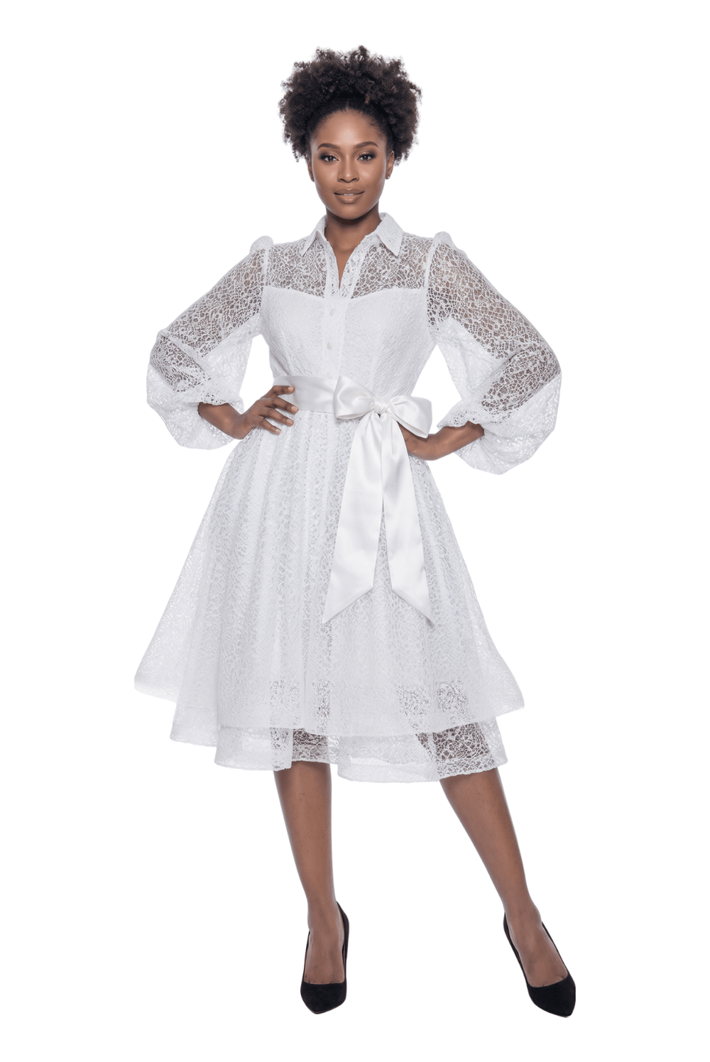 Satin Ribbon Lace Midi Dress by Terramina - Especially Yours