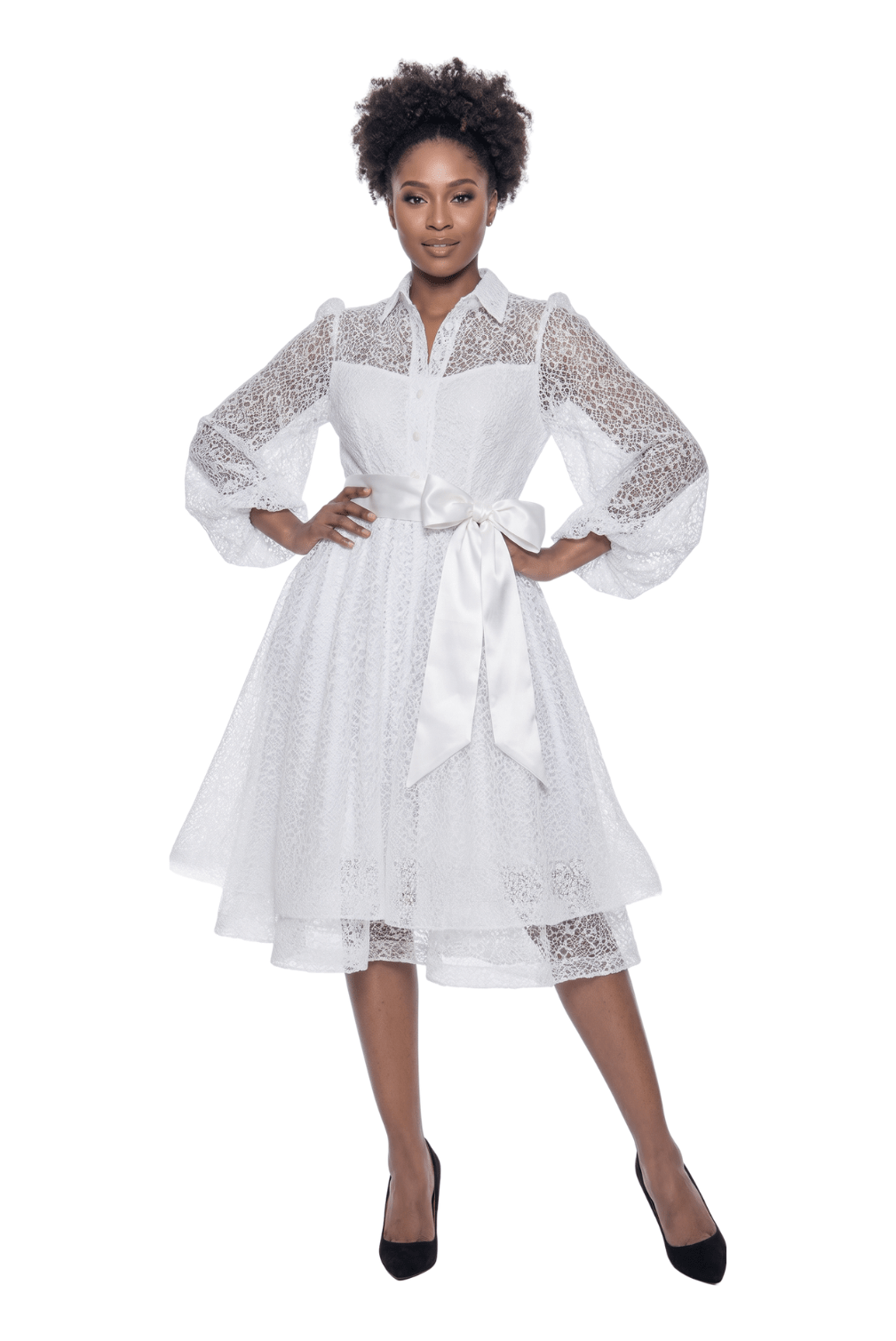 Satin Ribbon Lace Midi Dress by Terramina - Especially Yours