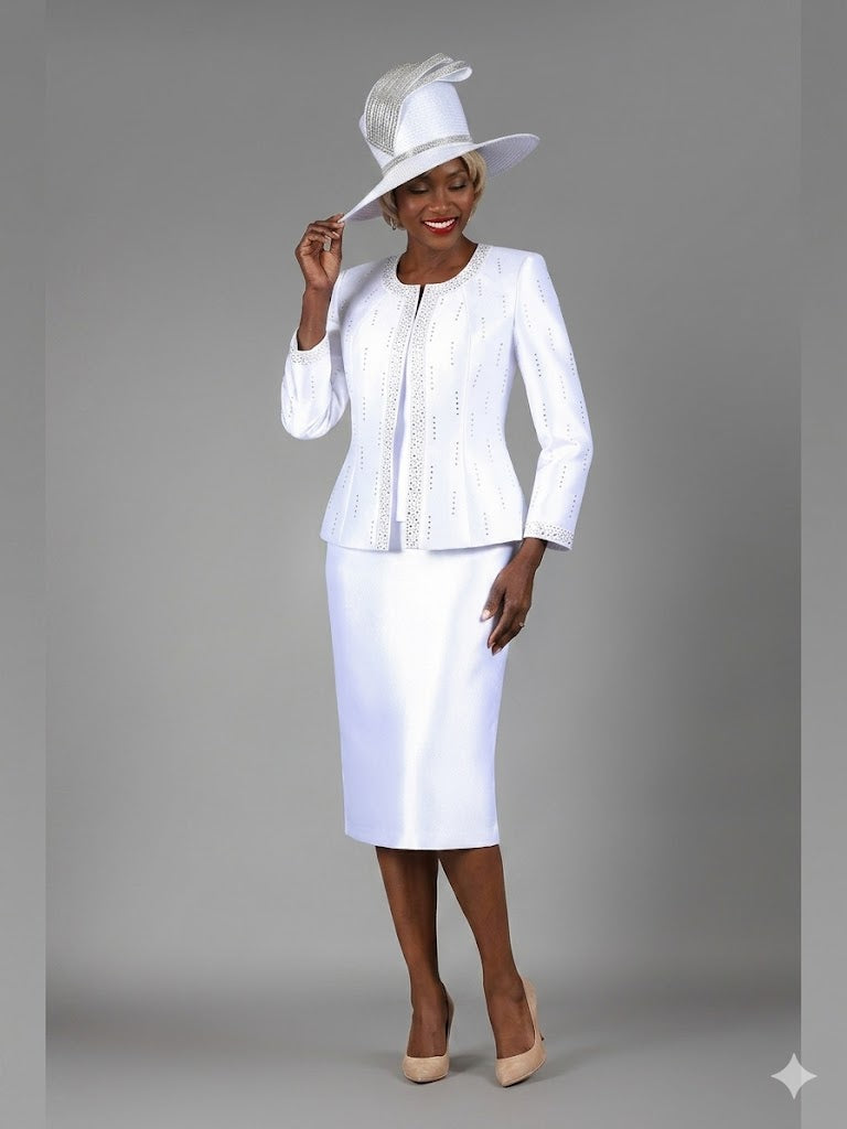 3pc Silky Twill Skt Suit w/ Meteoric Stones-Plus