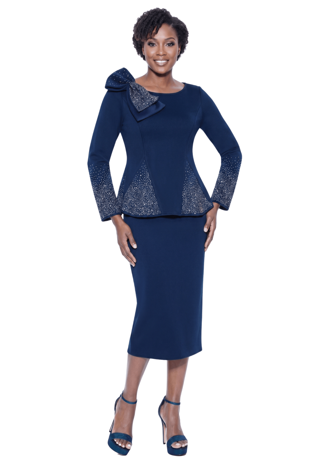 Rhinestone Peplum Skirt Suit by Terramina - Especially Yours