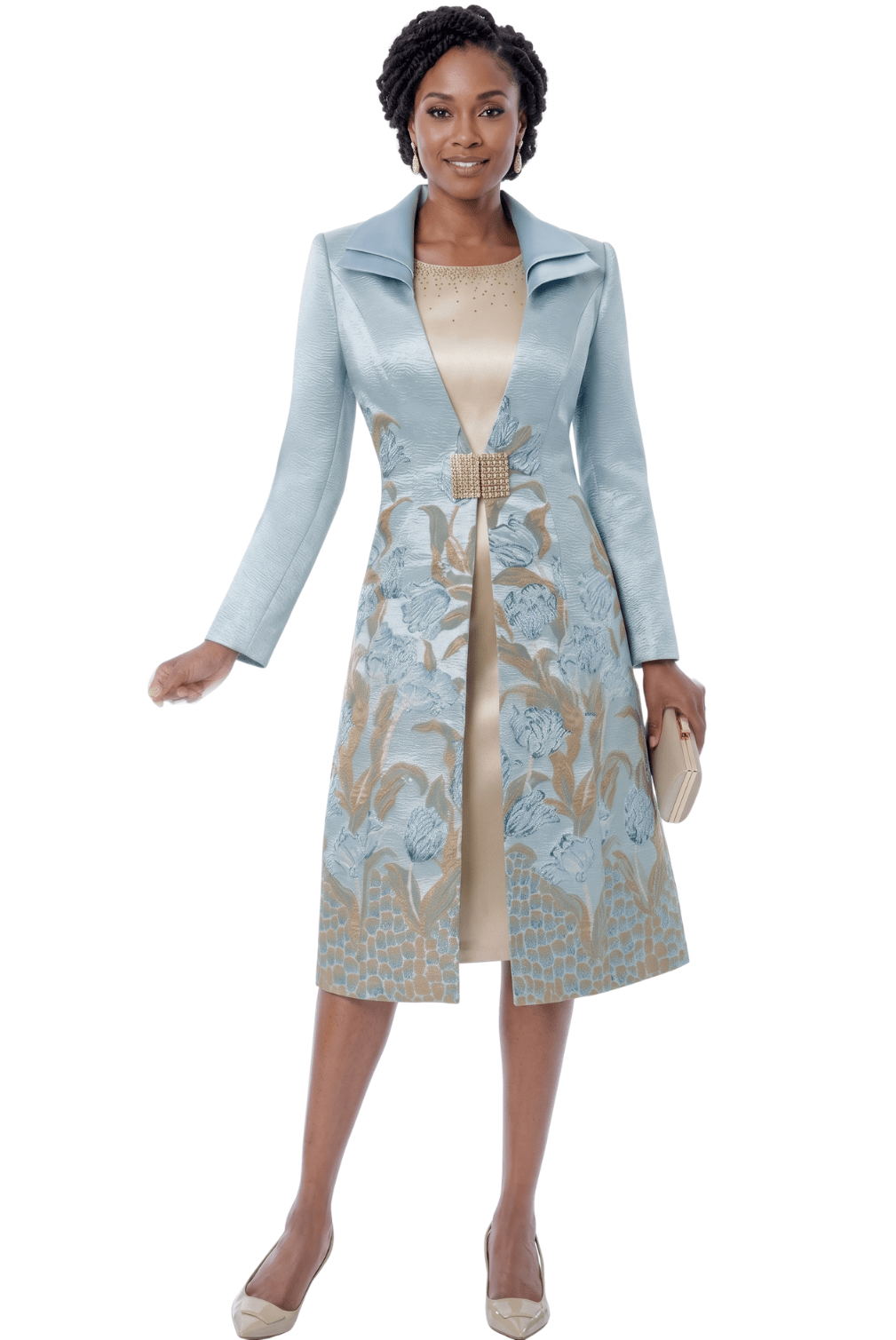 Floral Brocade Jacket Dress Set by Terramina - Especially Yours