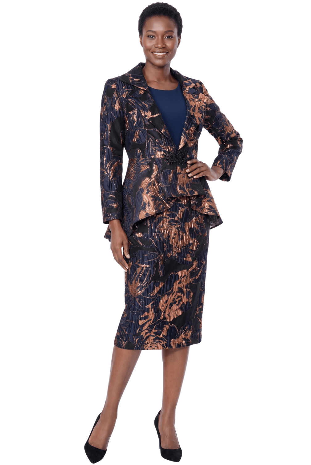 Metallic Peplum Skirt Suit by Terramina - Especially Yours