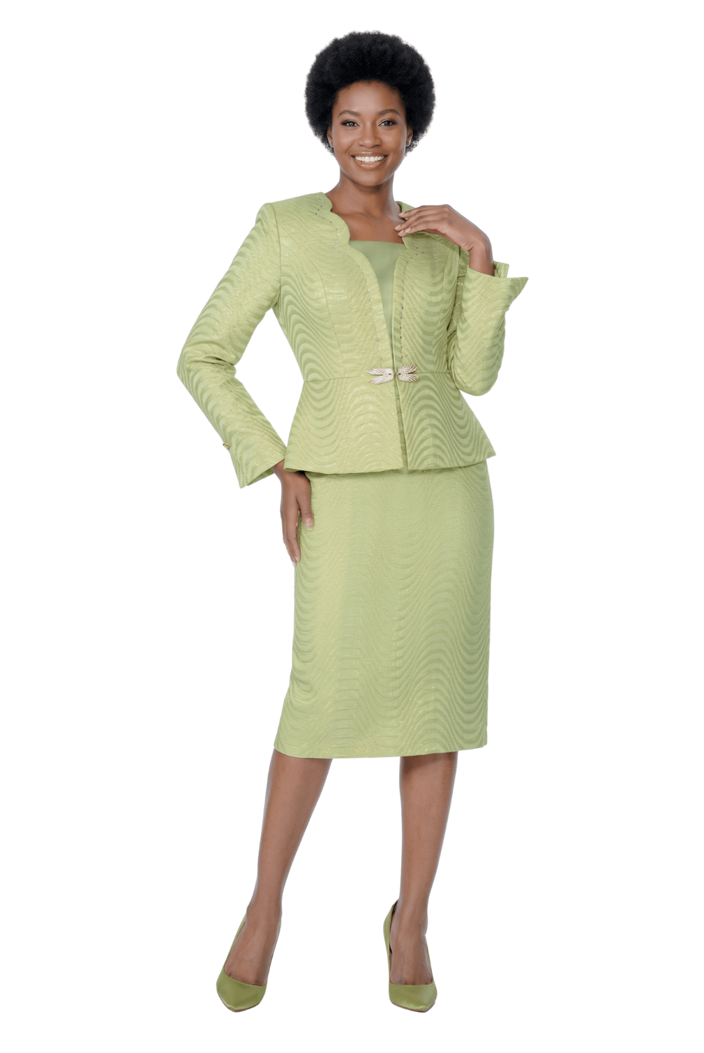 Scalloped Textured Skirt Suit by Terramina - Especially Yours