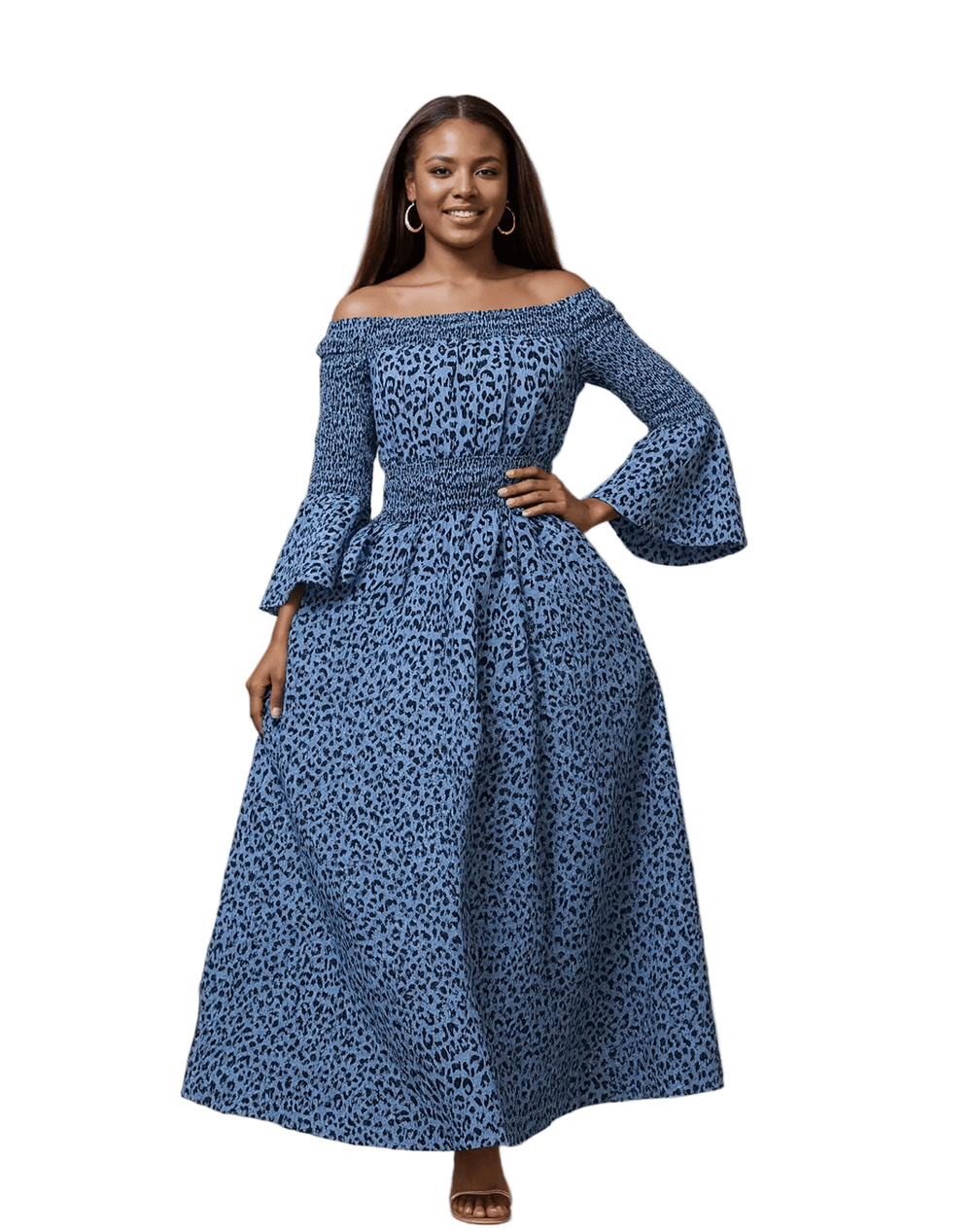 Designer Denim Off Shoulder Maxi Dress